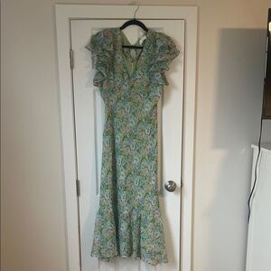 Astr Green Floral Ruffle Maxi Dress